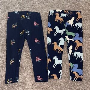 Janie and Jack Navy Horse and Floral Leggings